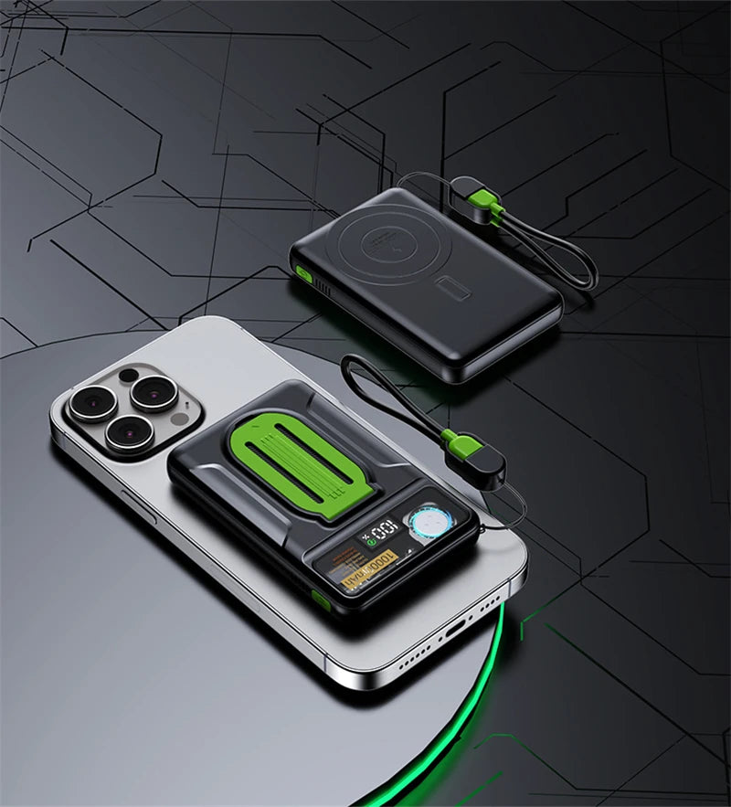 Power Bank Magnético 20000mAh con Soporte y Ventilador - Carga Ultra Rápida