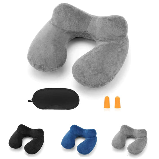 Almohada de Viaje Inflable con Funda de Terciopelo y Bolsa