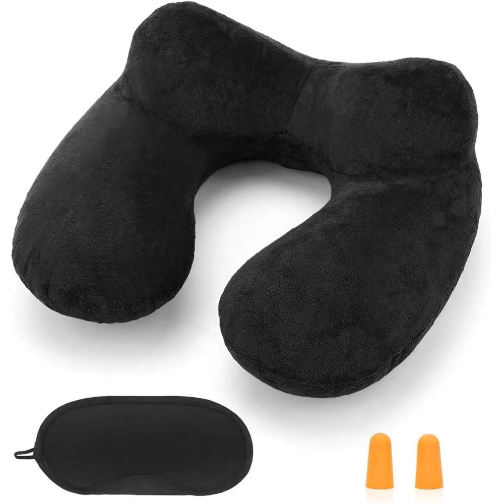 Almohada de Viaje Inflable con Funda de Terciopelo y Bolsa