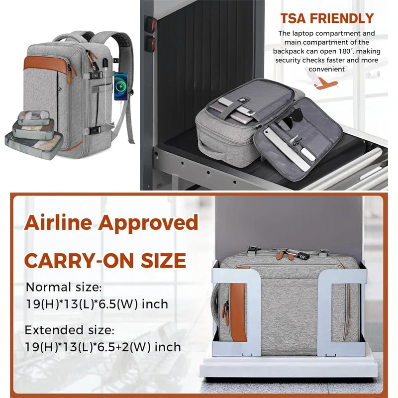 Mochila de Viaje con Puerto USB y Compartimento para Zapatos