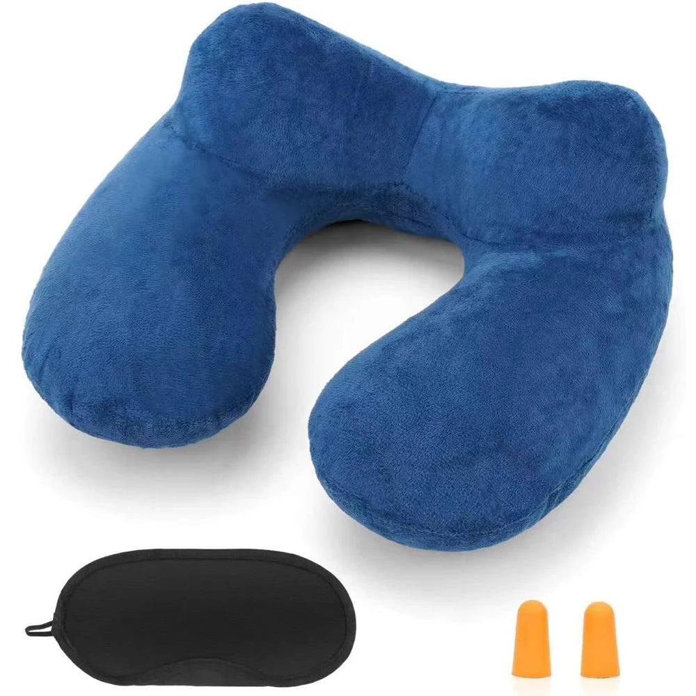 Almohada de Viaje Inflable con Funda de Terciopelo y Bolsa