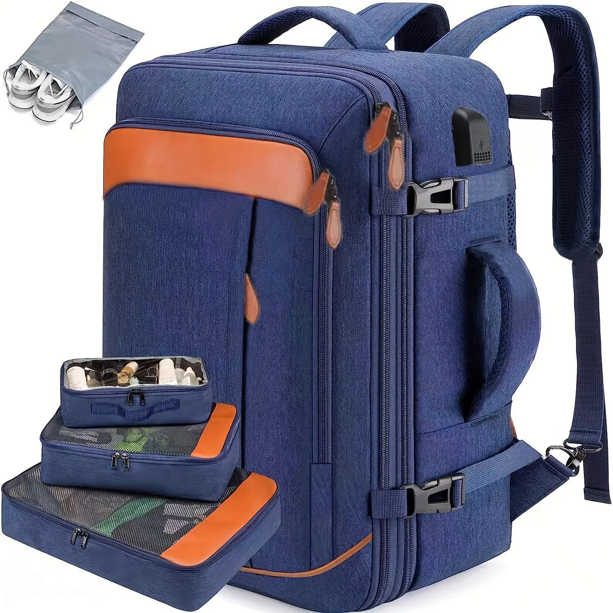 Mochila de Viaje con Puerto USB y Compartimento para Zapatos