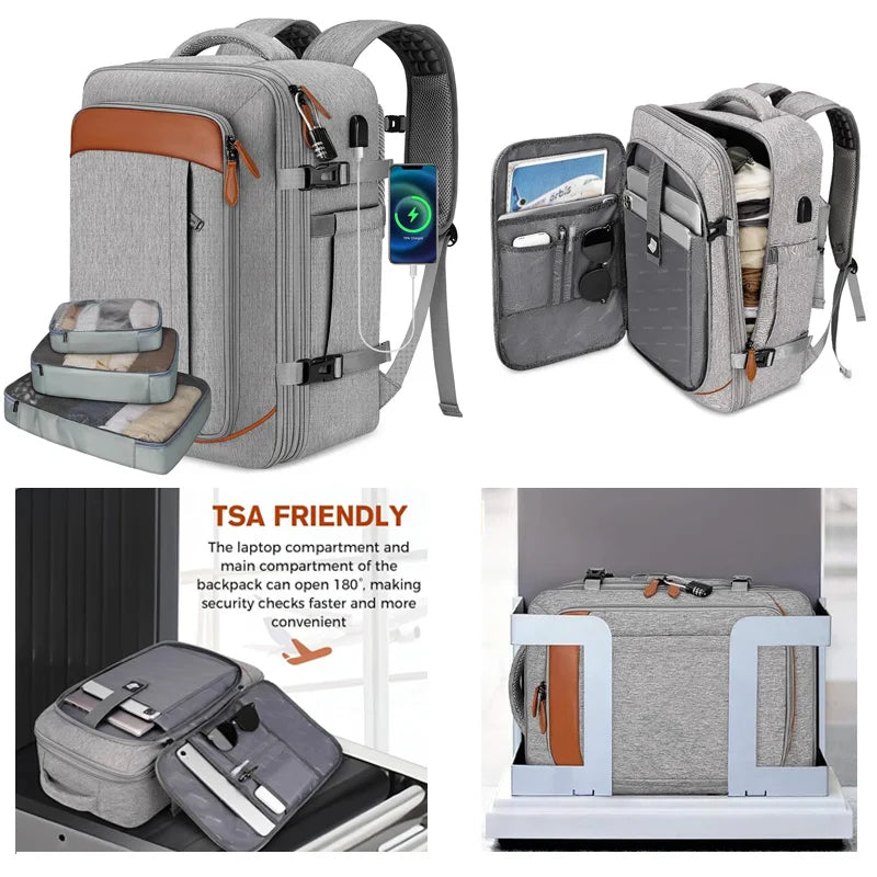 Mochila de Viaje con Puerto USB y Compartimento para Zapatos