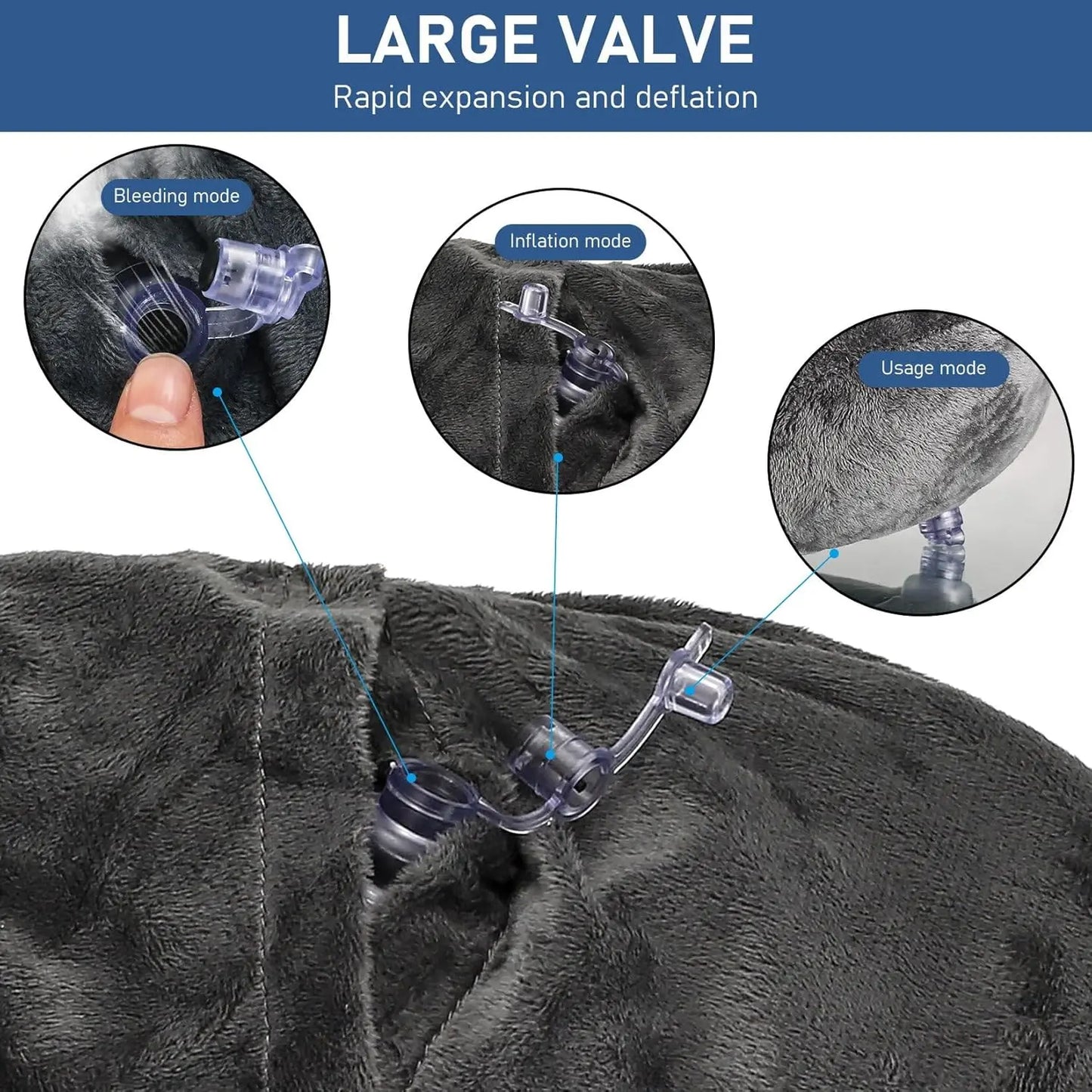 Almohada de Viaje Inflable con Funda de Terciopelo y Bolsa