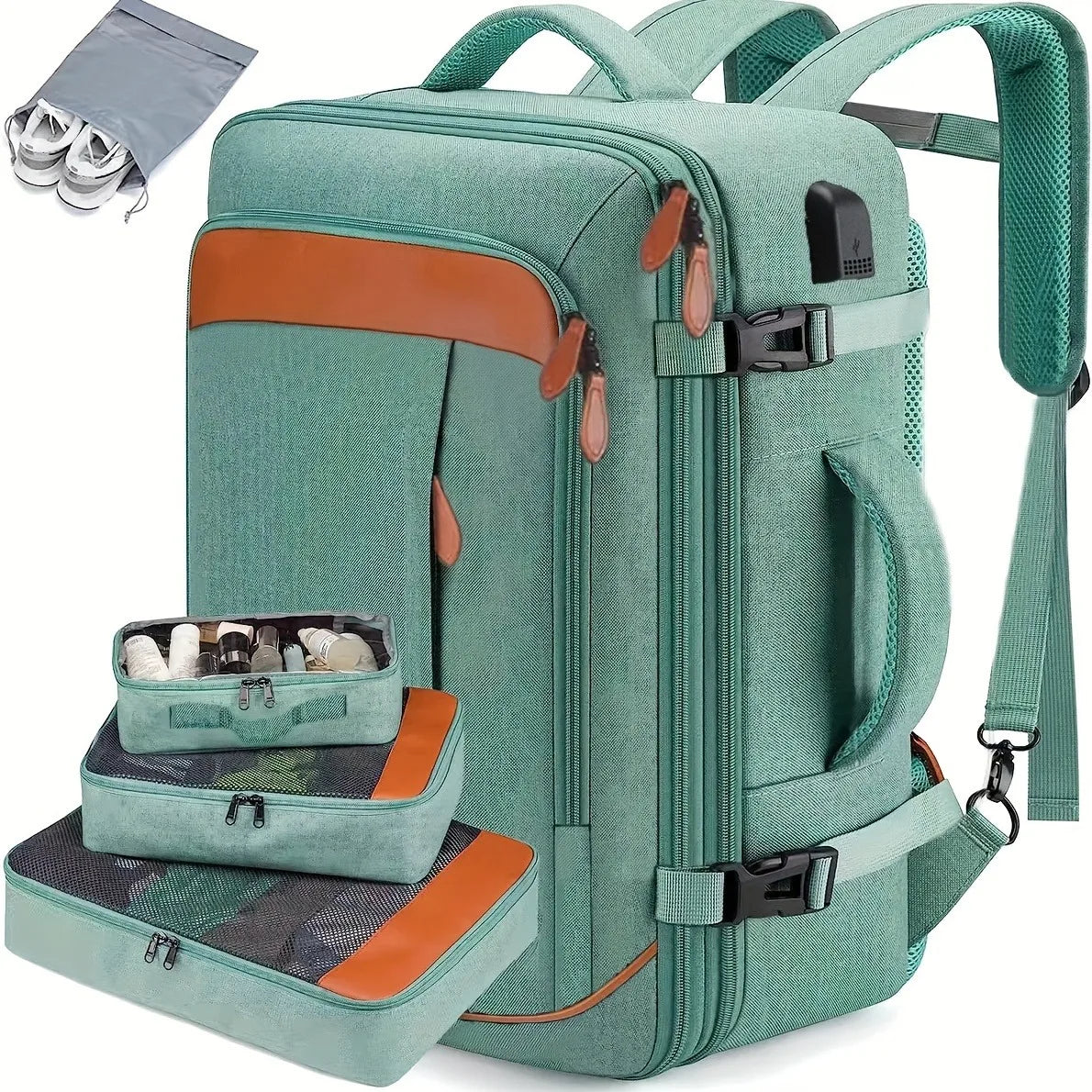 Mochila de Viaje con Puerto USB y Compartimento para Zapatos